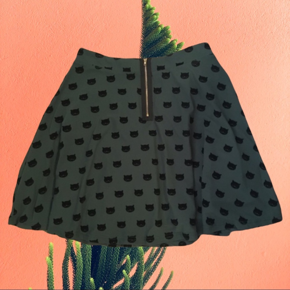 Sugarhill Boutique 🐱 Cat Face Print Skater Skirt - Sz 6 - Picture 3 of 9